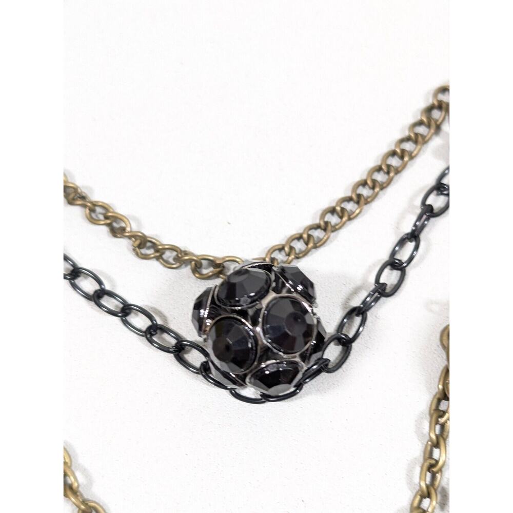 Simply Vera Wang Bronze Tone Brown Black Chunky Charm Layered Chain Necklace 24" - Picture 9 of 14